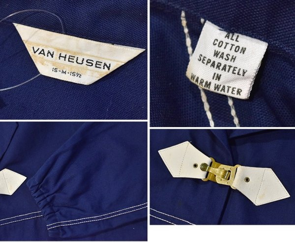 画像2: デッドストック【60's】【ビンテージ】【ヴァンヒューゼン】【VAN HEUSEN】【紺地】【クリップ】【ブルゾン】【サイズM】  (2)