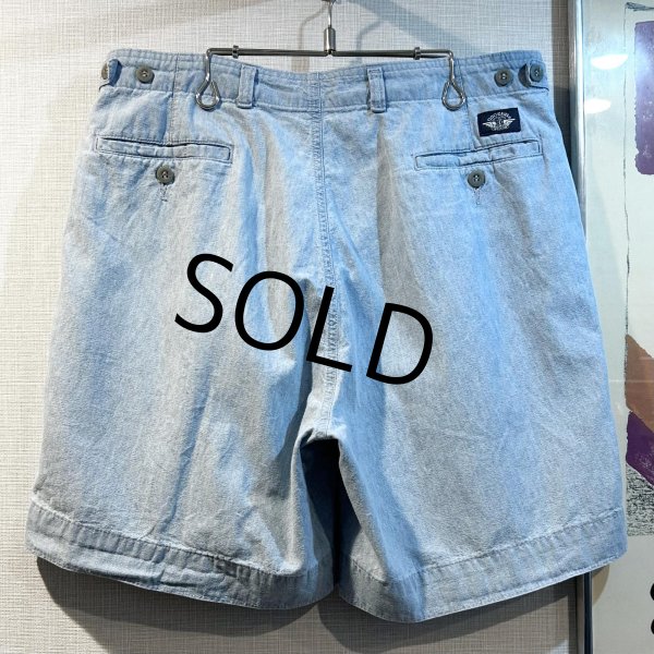 画像3: USA製【DOCKERS】リーバイス　ドッカーズ【水色】【２タック】コットンシャンブレーショーツ【ｗ34】  (3)