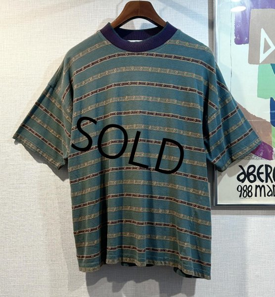 画像1: ビンテージ【Cignal Sports】【ターコイズx紫】ボーダー【Tシャツ】【サイズXL】  (1)