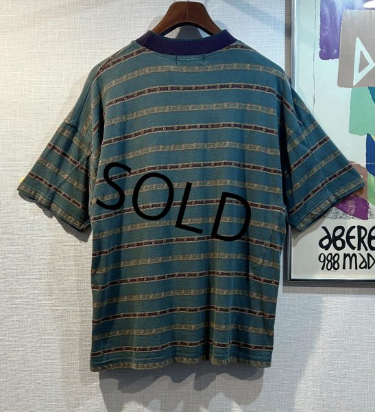 画像3: ビンテージ【Cignal Sports】【ターコイズx紫】ボーダー【Tシャツ】【サイズXL】  (3)