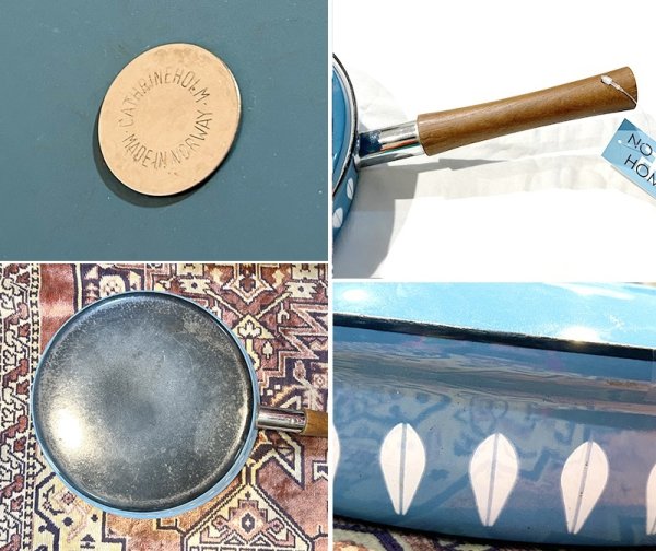 画像2: 【北欧】アンティーク ビンテージ【キャサリンホルム】【水色ｘ白】【ロータス柄】【蓋付きフライパン】【27cm】 (2)