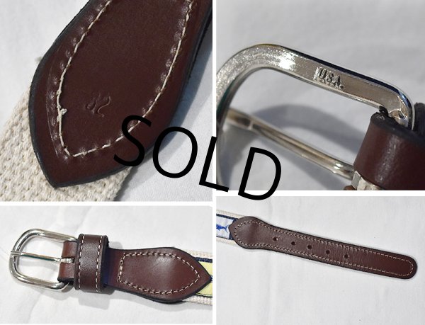 画像2: USA製【ビンテージ】【魚柄】青x生成り【コンビベルト】ポロベルト【W32】  (2)