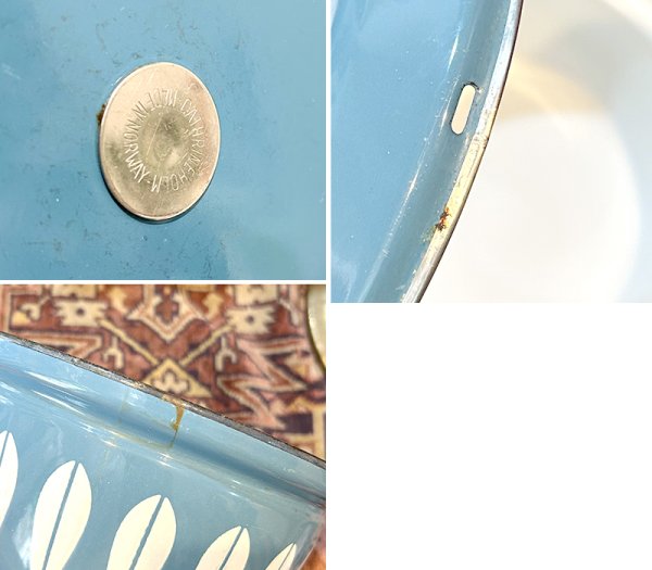 画像2: 【北欧】アンティーク ビンテージ【キャサリンホルム】【水色ｘ白】ロータス【小鍋】【１９．５cm】 (2)