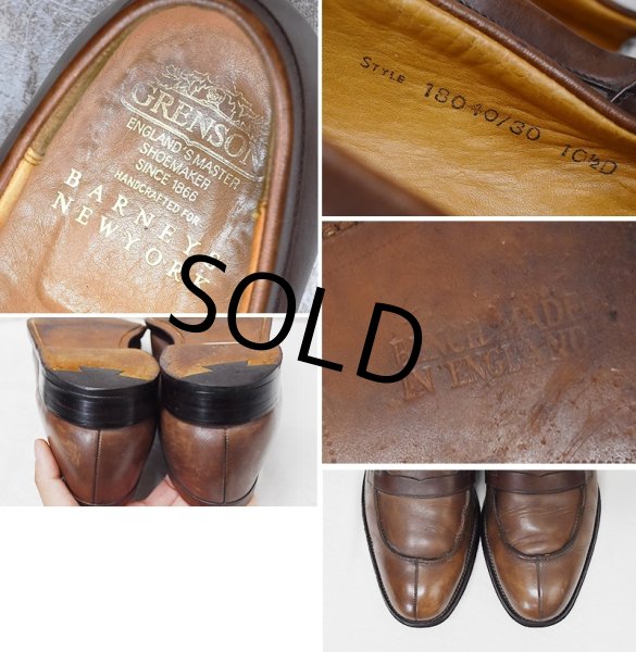 画像2: 【ENGLAND製】BARNEYS NEW YORK【バーニーズニューヨーク】【別注】【ブラウン】【Vチップローファー】【10 1/2D】【28.5cm程度】  (2)