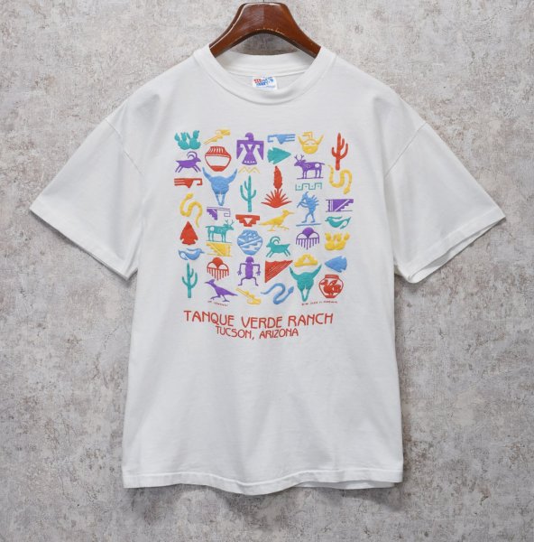 画像1: 【90's】【USA製】【ビンテージ】【Hanes】ヘインズ【TANQUE VERDE RANCH TUCSON,ARIZONA】白【Tシャツ】【サイズL】  (1)