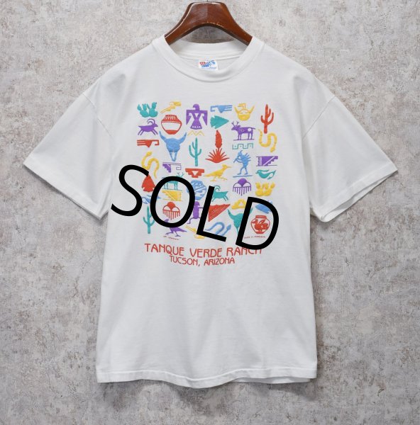 画像1: 【90's】【USA製】【ビンテージ】【Hanes】ヘインズ【TANQUE VERDE RANCH TUCSON,ARIZONA】白【Tシャツ】【サイズL】  (1)