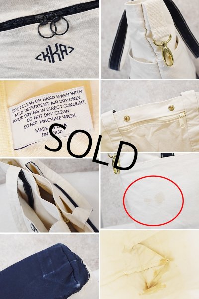 画像2: 【USA製】【ビンテージ】【KKA】【白ｘ紺】【キャンバス】【トートバッグ】  (2)