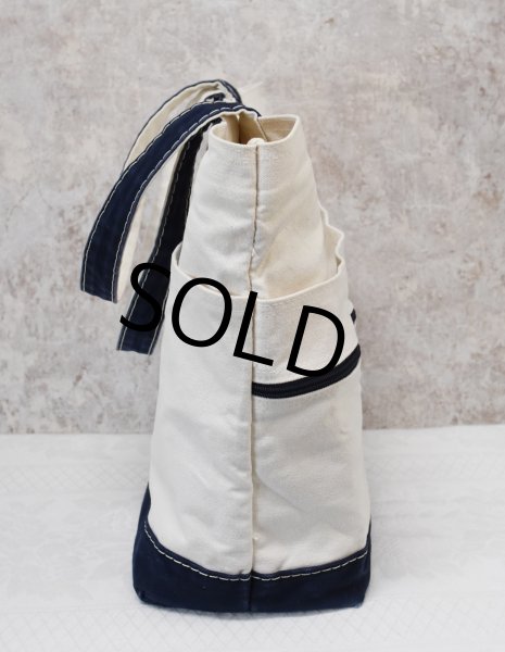 画像4: 【USA製】【ビンテージ】【KKA】【白ｘ紺】【キャンバス】【トートバッグ】  (4)