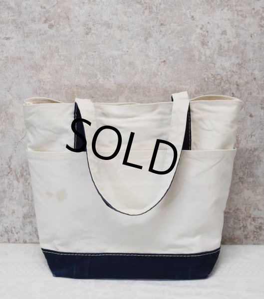 画像5: 【USA製】【ビンテージ】【KKA】【白ｘ紺】【キャンバス】【トートバッグ】  (5)