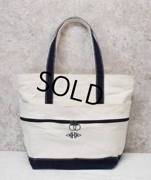 画像3: 【USA製】【ビンテージ】【KKA】【白ｘ紺】【キャンバス】【トートバッグ】  (3)