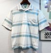 画像1: 【USA製】【GRAND SLAM by munsingwear】【マンシングウェア】【白x水色】ボーダー【ポロシャツ】【サイズＬ】  (1)