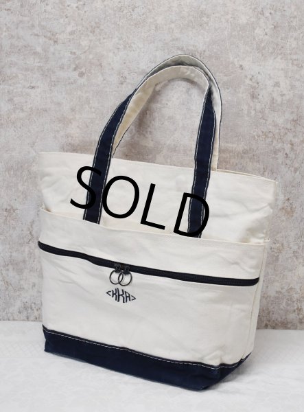 画像1: 【USA製】【ビンテージ】【KKA】【白ｘ紺】【キャンバス】【トートバッグ】  (1)