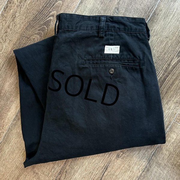 画像1:  ビンテージ【ラルフローレン】POLO RALPH LAUREN【黒】【２タック】【コットンパンツ】【35X30】  (1)