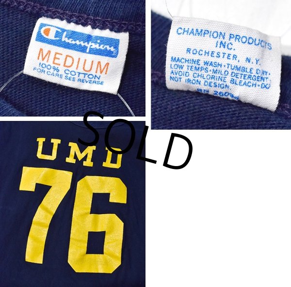 画像2: 【70's】【USA製】【ビンテージ】【チャンピオン】【Champion】UMD 76【紺x黄色】【Tシャツ】【サイズM】  (2)