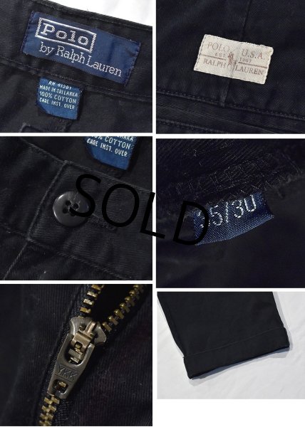 画像3:  ビンテージ【ラルフローレン】POLO RALPH LAUREN【黒】【２タック】【コットンパンツ】【35X30】  (3)