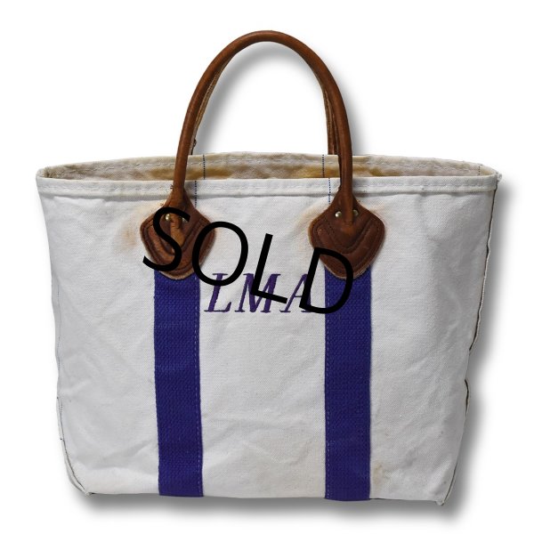 画像3: 【ビンテージ】【L.L.bean】白ｘ紫【キャンバス】【レザーハンドル】【ミニトートバッグ】LMA 【ビーントート】  (3)