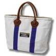 画像1: 【ビンテージ】【L.L.bean】白ｘ紫【キャンバス】【レザーハンドル】【ミニトートバッグ】LMA 【ビーントート】  (1)