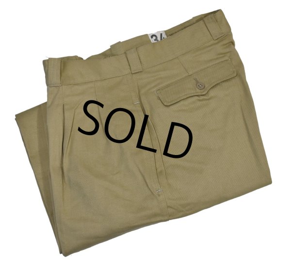 画像1: デッドストック【~60’s】【ビンテージ】【フランス軍】【M-52】【フレンチアーミー】【ベージュ】コットン【チノパンツ】【サイズ34】  (1)