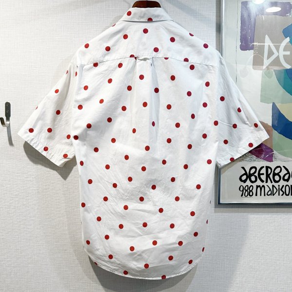 画像3: 【ビンテージ】ペリー・エリス【PERRY ELLIS】【白ｘ赤】ドット柄【コットン半袖シャツ】サイズＭ  (3)