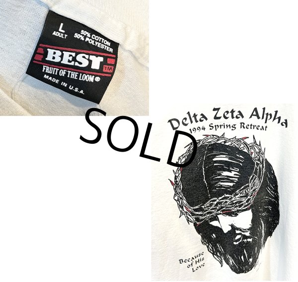 画像2: 90's【USA製】 ビンテージ【FRUIT OF THE LOOM 】フルーツオブザルーム シングルステッチ【Delta Zeta Alpha】【 Tシャツ】【サイズL】  (2)
