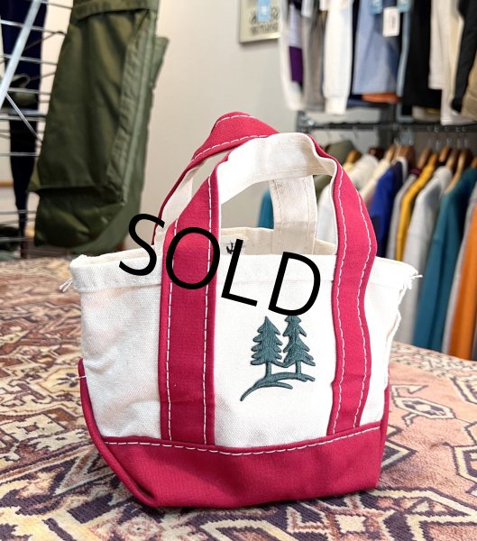 画像3: 90’s【ビンテージ】USA製【L.L.bean】エルエルビーン【ツリー刺繍】【生成りx赤】【キャンバス】【ミニミニトートバッグ】【ビーントート】  (3)