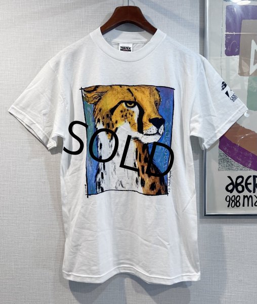 画像1: デッドストック【ビンテージ】【TULTEX】タルテックス【白】【チーター】プリント【Tシャツ】【サイズM】  (1)