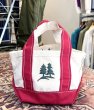 画像1: 90’s【ビンテージ】USA製【L.L.bean】エルエルビーン【ツリー刺繍】【生成りｘ赤】【キャンバス】【ミニミニトートバッグ】【ビーントート】  (1)