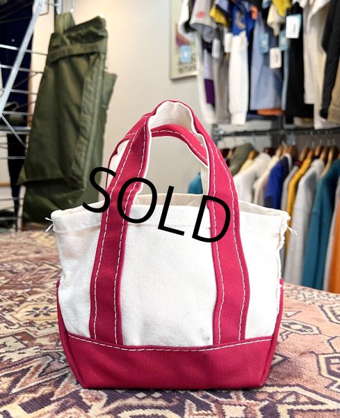 画像4: 90’s【ビンテージ】USA製【L.L.bean】エルエルビーン【ツリー刺繍】【生成りx赤】【キャンバス】【ミニミニトートバッグ】【ビーントート】  (4)