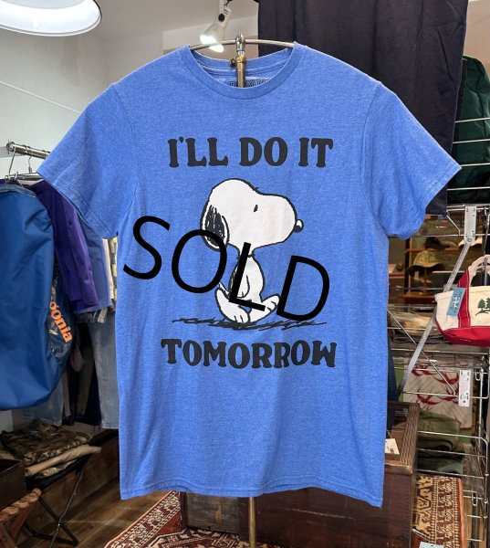 画像1: 【ピーナッツ】【PEANUTS】スヌーピー I'LL DO IT TOMORROW【青】【Tシャツ】サイズS  (1)