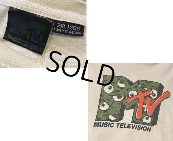 画像2: 【ビンテージ】【MTV】エムティーヴィー【クリームx緑ロゴ】【コットンTシャツ】【サイズXXL】  (2)
