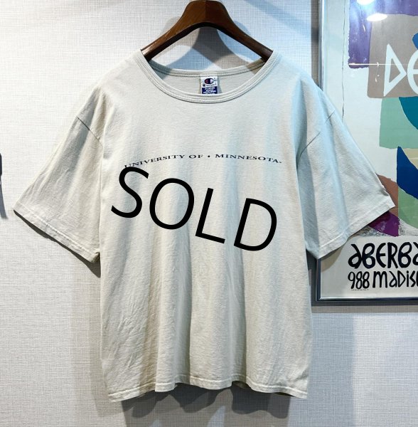 画像1: 【90's〜】【USA製】【ビンテージ】【チャンピオン】【Champion】【UNIVERSITY OF MINNESOTA】【ベージュ】【Tシャツ】【サイズXL】  (1)