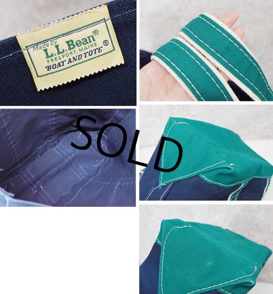 画像2: 80's【程度良好】【ビンテージ】ＬＬビーン【L.L.bean】紺×緑ｘ白【デラックストートバッグ】  (2)