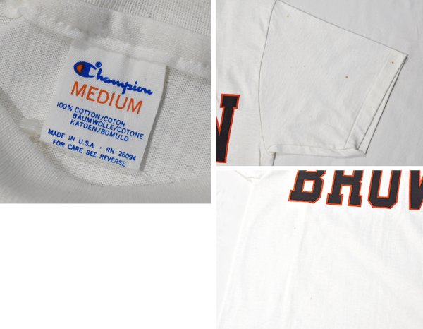 画像2: デッドストック【90’ｓ】【USA製】【ビンテージ】チャンピオン【BROWN】白【Ｔシャツ】【サイズM】  (2)