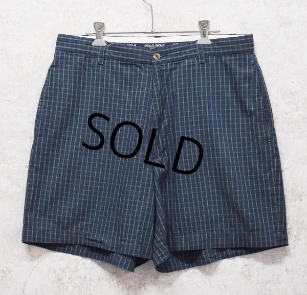 画像1: 90’s~【POLO GOLF】【ポロゴルフ】【POLO RALPH LAUREN】オールドラルフローレン【ネイビー×緑】【チェック柄】【ショートパンツ】【短パン】【コットンショーツ】【W34】  (1)