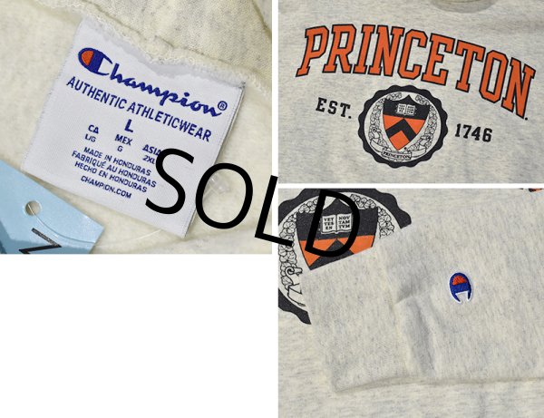 画像2: ビンテージ【チャンピオン】【Champion】【PRINCETON】プリンストン大学 カレッジロゴ【オートミールxオレンジプリント】【パーカー】【サイズL】  (2)