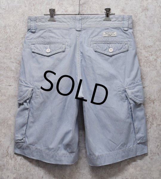 画像3: 【RALPH LAUREN】【ラルフローレン】白×水色【ストライプ】【シアサッカーパンツ】【カーゴショーツ】半ズボン【短パン】【W33】  (3)