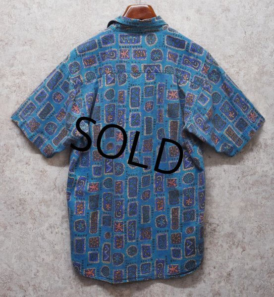 画像3: 80's【インド製】ビンテージ【Revenge Shirtmaker】【水色】総柄【コットン】半袖シャツ 【サイズM】  (3)