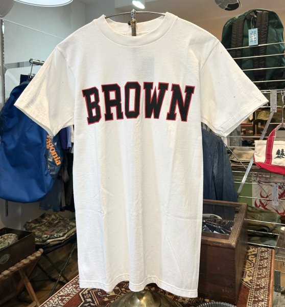 画像1: デッドストック【90’ｓ】【USA製】【ビンテージ】チャンピオン【BROWN】白【Ｔシャツ】【サイズM】  (1)