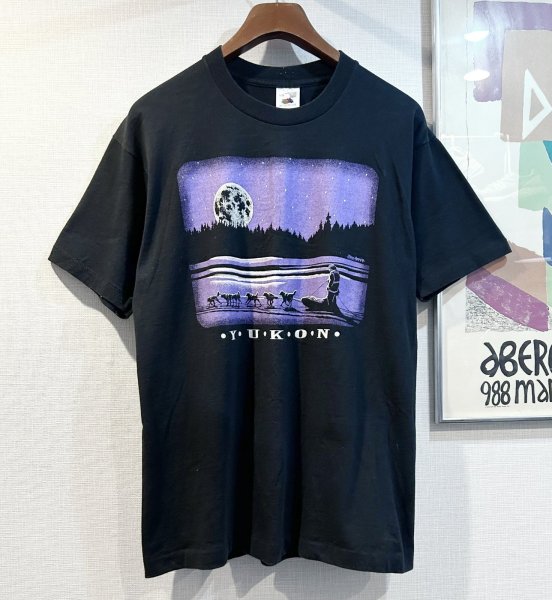 画像1: 【90's~】ビンテージ【FRUIT OF THE LOOM】【フルーツオブザルーム】YUKON【犬ぞり】月夜【 Tシャツ】【サイズL】  (1)