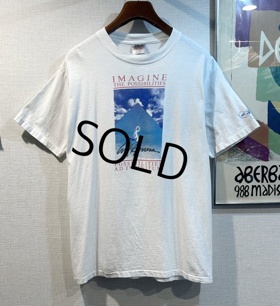 画像1: 90's 【USA製】ビンテージ【ONEITA】オニータ【IMAGINE POSSIBILITIES】空プリント バックプリント付き【白】 Tシャツ 【サイズXL】  (1)