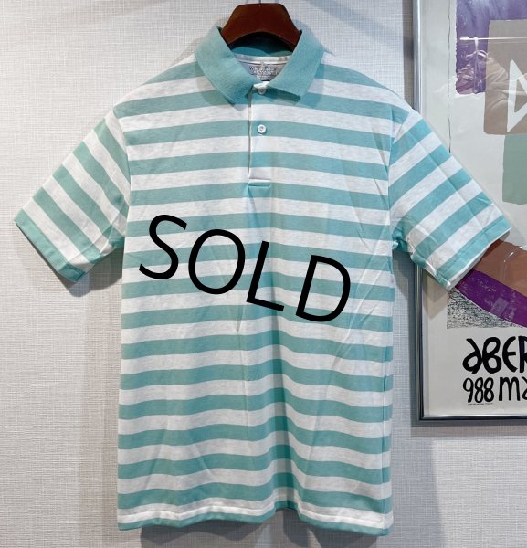 画像1: デッドストック【90’s】【USA製】WEST CHESTER【ミントグリーン×白】【ボーダー】【ポロシャツ】【半袖シャツ】【サイズM】   (1)