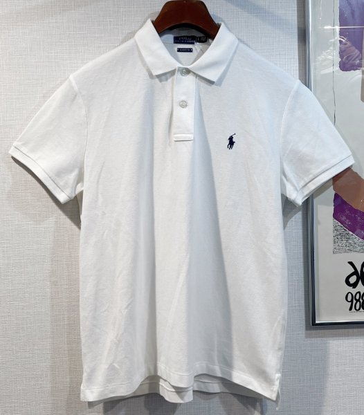 画像1: POLO ralph lauren【ラルフローレン】ビンテージ【CLASSIC FIT】【クラシックフィット】【白】【鹿の子コットン】無地【ポロシャツ】【サイズL】  (1)