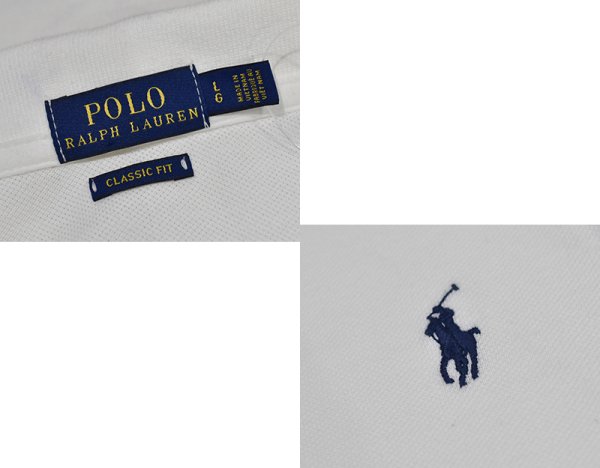画像2: POLO ralph lauren【ラルフローレン】ビンテージ【CLASSIC FIT】【クラシックフィット】【白】【鹿の子コットン】無地【ポロシャツ】【サイズL】  (2)