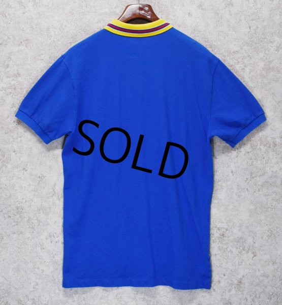 画像3: 90's【ラルフローレン】POLO RALPH LAUREN 【青×黄色襟】【無地】左胸ロゴ刺繍【ポロシャツ】【サイズL】   (3)