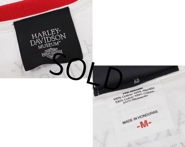 画像2: 00's【ビンテージ】ハーレーダビッドソン【HARLEY DAVIDSON】ミュージアム【白×赤リンガー】【NO.1】【バックプリント付き】白【リンガーTシャツ】【サイズM】  (2)
