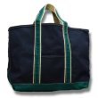 画像1: 80's【程度良好】【ビンテージ】ＬＬビーン【L.L.bean】紺×緑ｘ白【デラックストートバッグ】  (1)