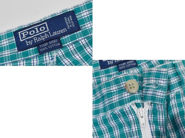 画像2: 【POLO RALPH LAUREN】オールドラルフローレン【TYLER SHORT】【緑×紺】チェック【2タック】【ショートパンツ】【短パン】【コットンショーツ】【W36】  (2)