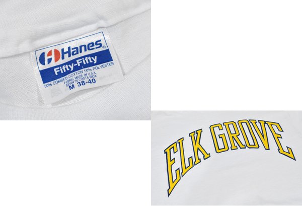 画像2: 【90's】【USA製】【ビンテージ】【Hanes】ヘインズ【ELK GROVE】エルク グローブ【白】【Tシャツ】【サイズM】  (2)