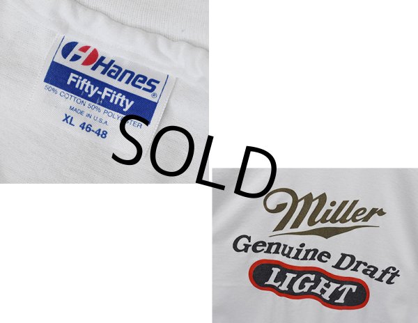 画像2: 【~90's】【USA製】【ビンテージ】【Hanes】ヘインズ【Miller Genuine draft Light】白【Tシャツ】【サイズXL】  (2)