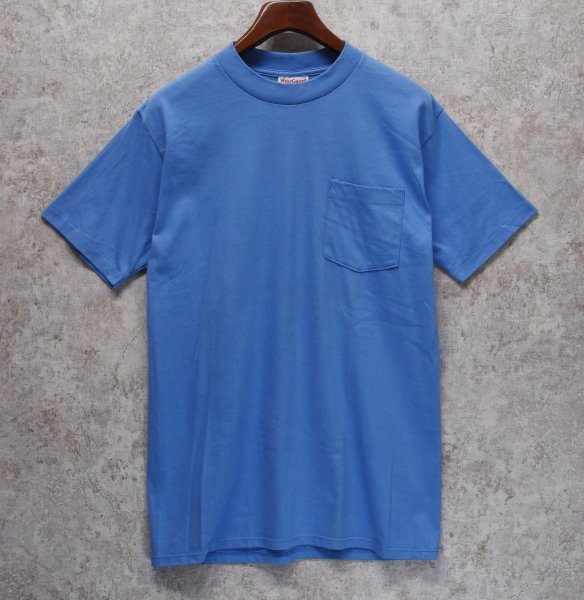 画像1:  デッドストック 90's【USA製】Wear Guard ウェアガード【ビンテージ】水色 胸ポケット 無地 【Tシャツ】【サイズＬ】  (1)
